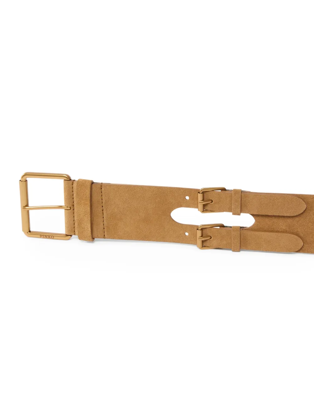 PINKO Leren riem met bandjes (6 cm) Beige