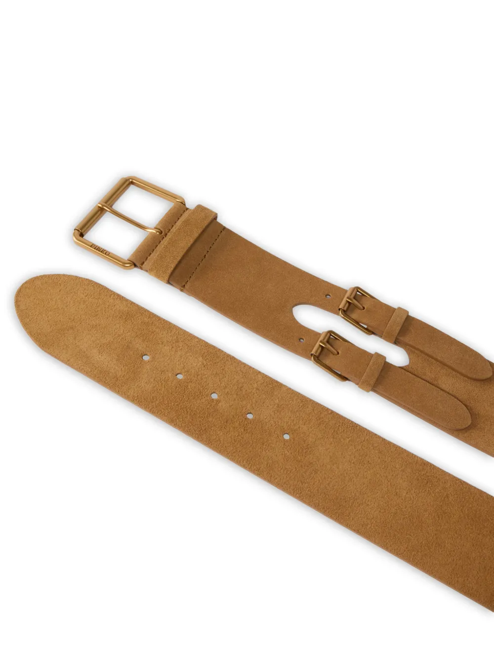 PINKO Leren riem met bandjes (6 cm) Beige