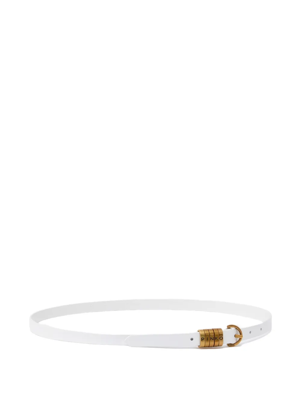  Pinko Logo Antique-gold Leather Belt - White 