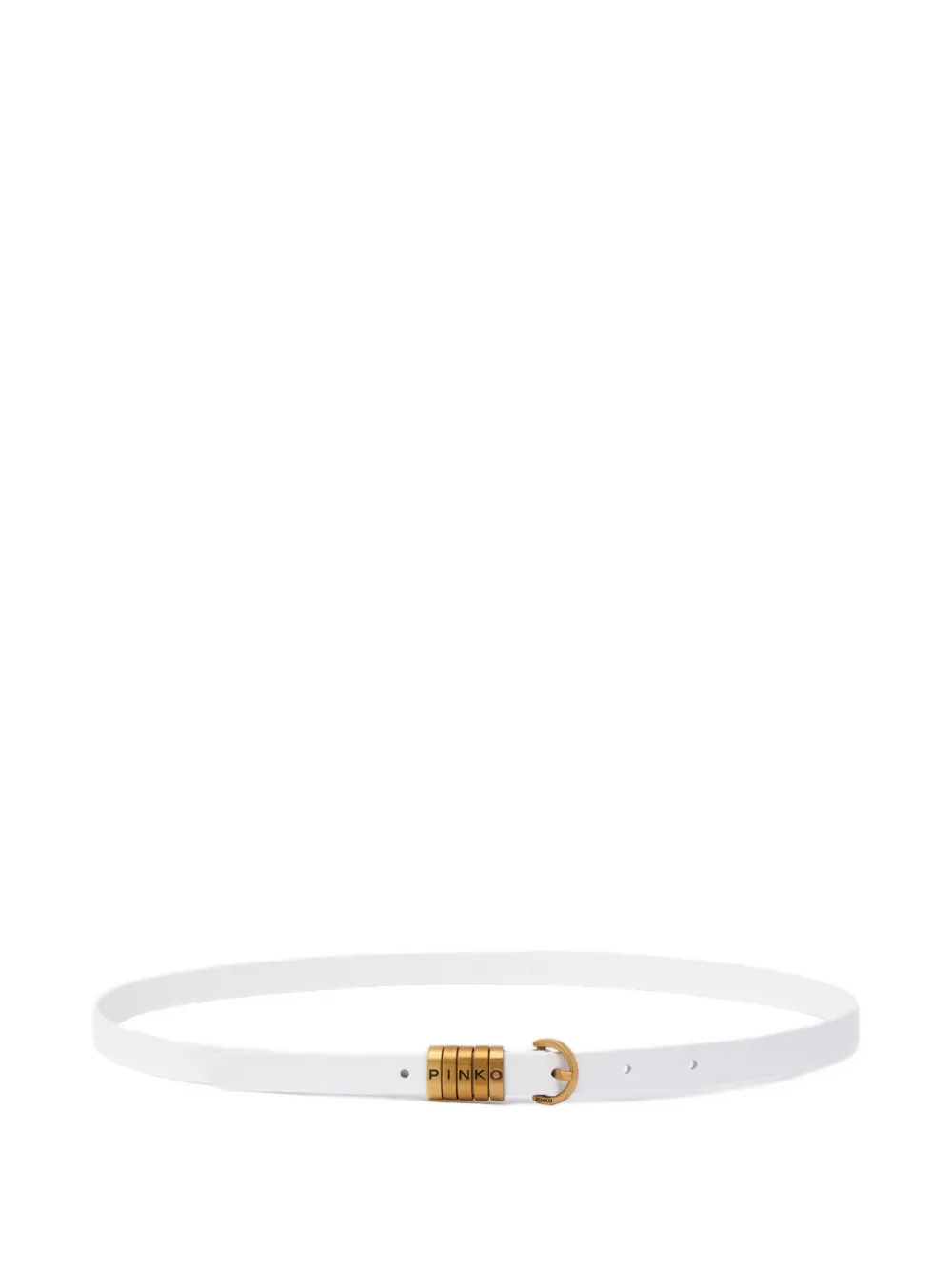 PINKO logo antique-gold leather belt - Bianco