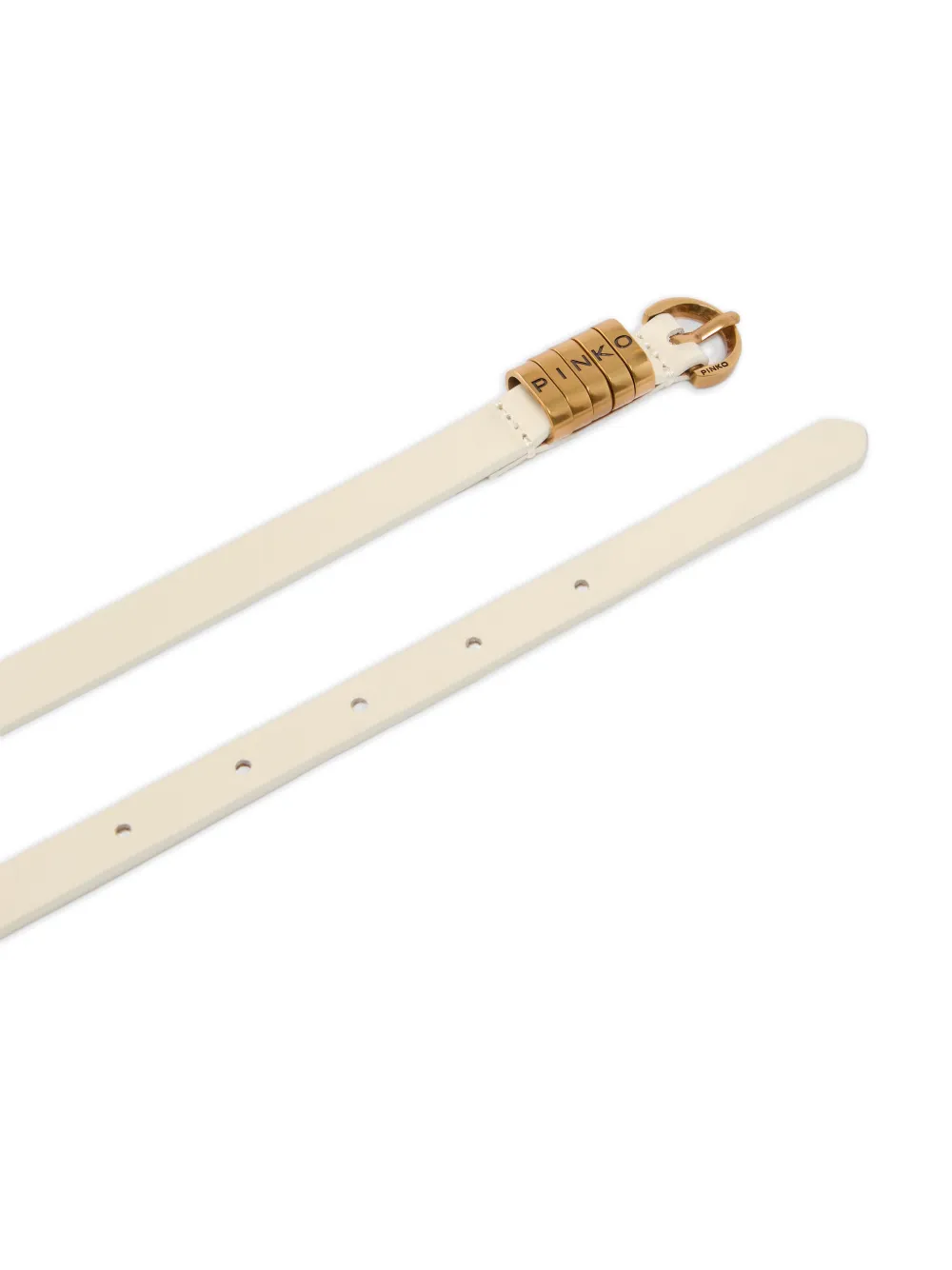 PINKO Leren riem met logogesp Beige