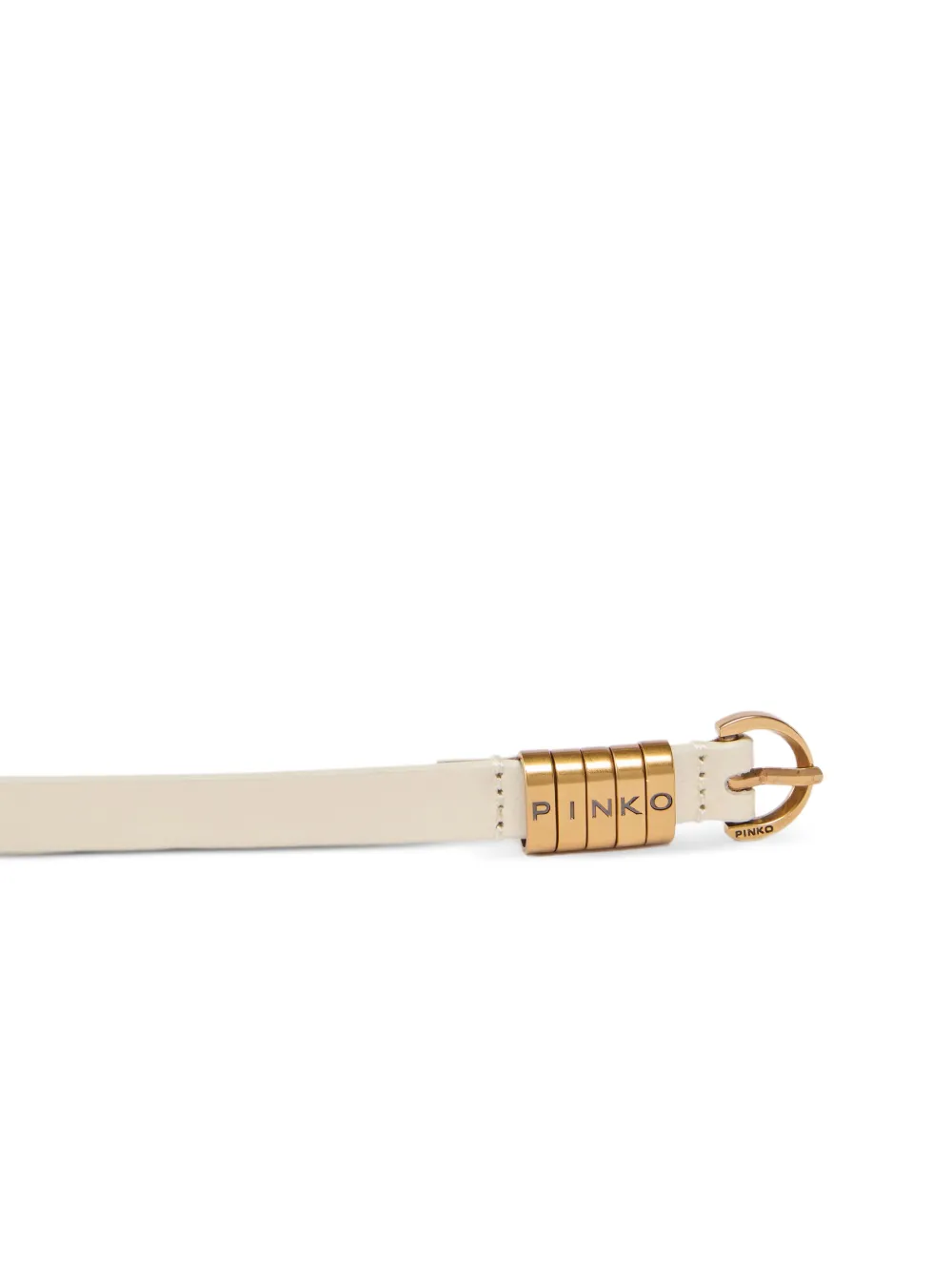 PINKO Leren riem met logogesp Beige