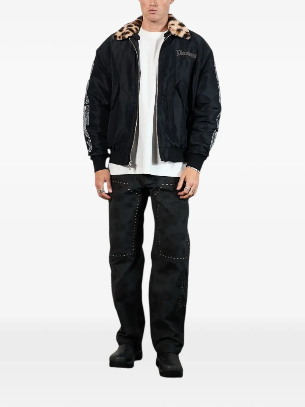 Pleasures Long-sleeve Logo-detail Jacket In Black