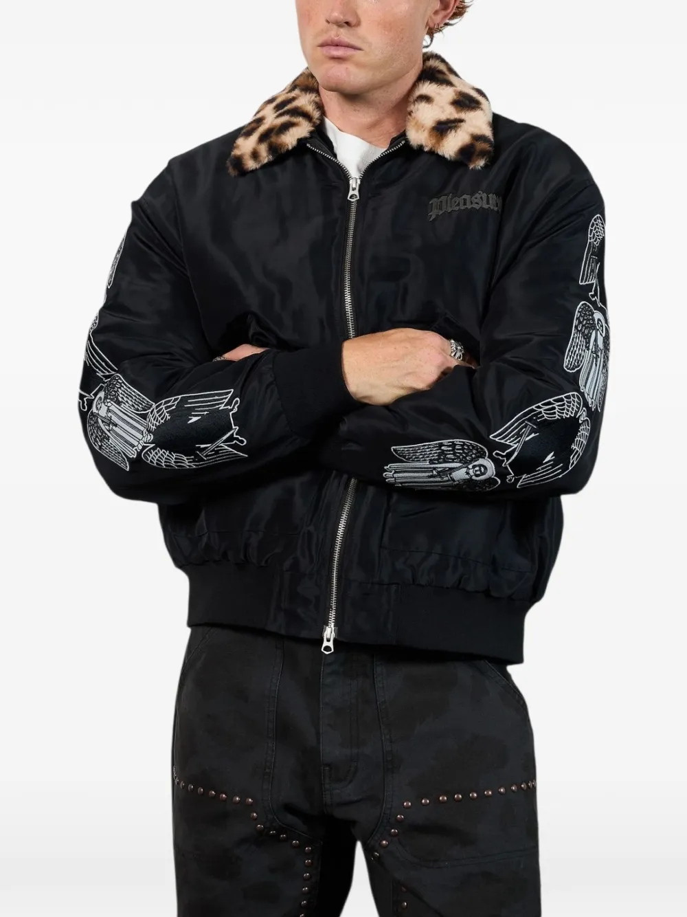 Pleasures Long-sleeve Logo-detail Jacket In Black