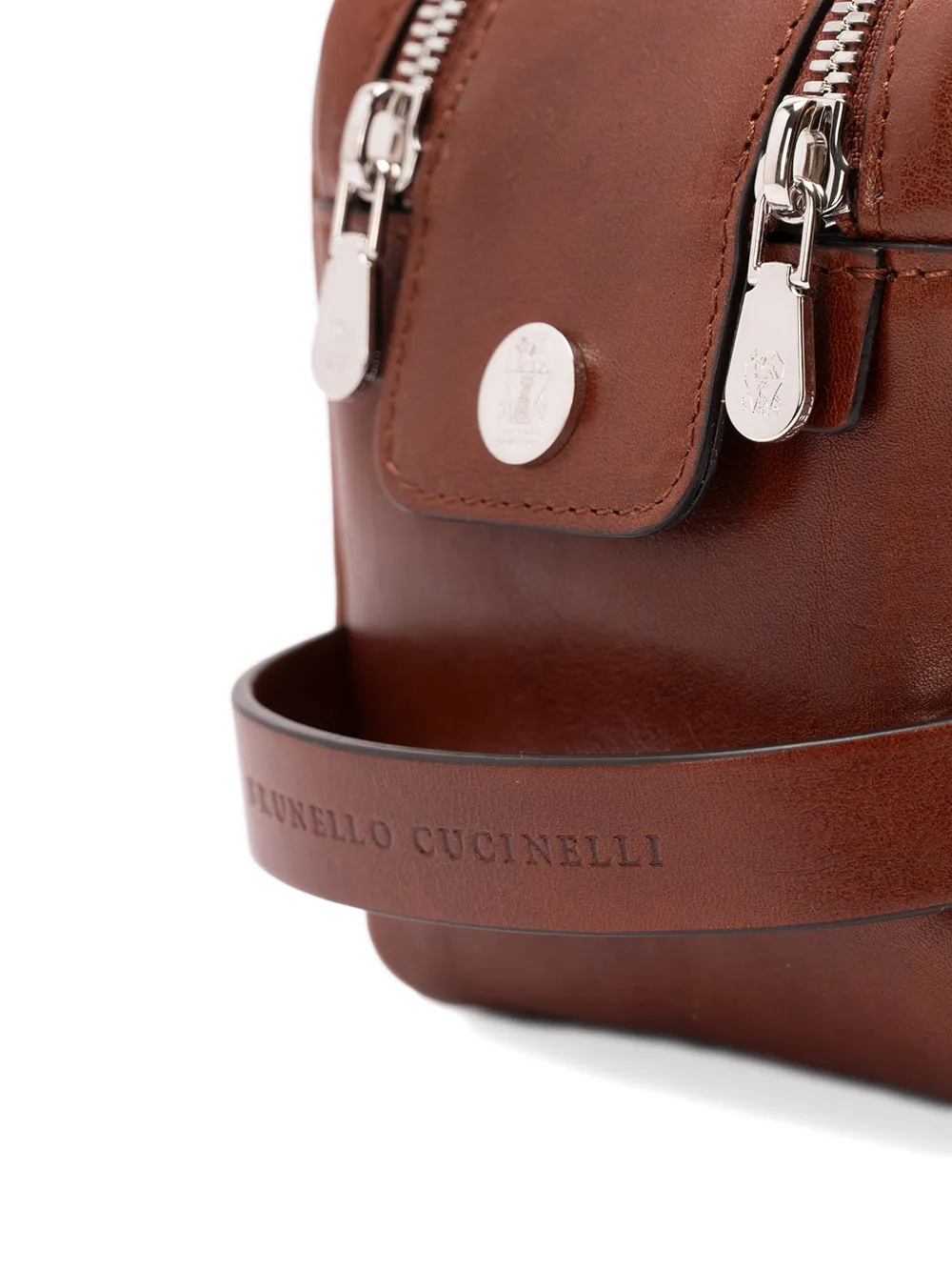 Brunello Cucinelli leather wash bag - Bruin