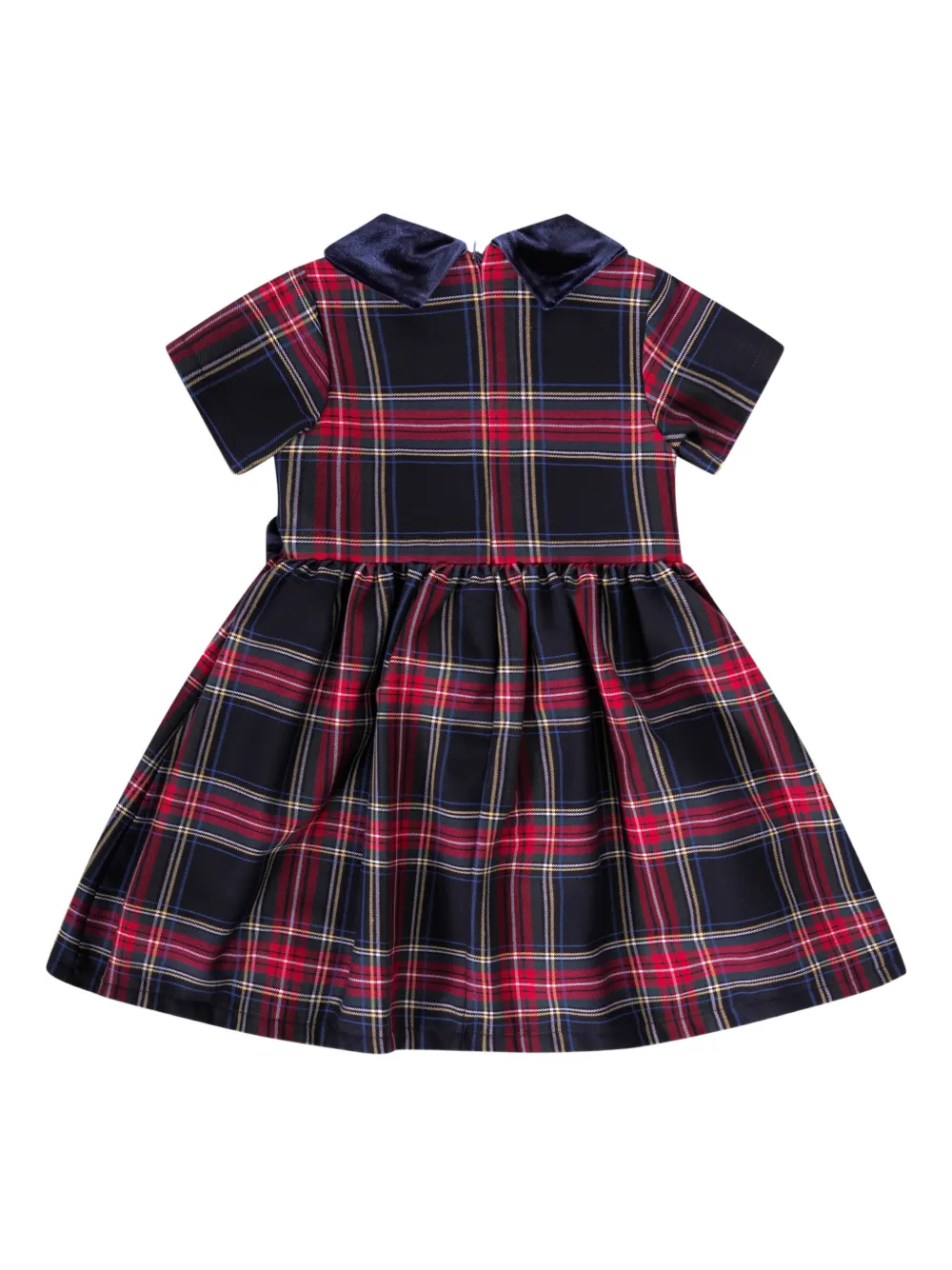 Baroni Firenze Check-pattern Bow-detail Dress In Blue