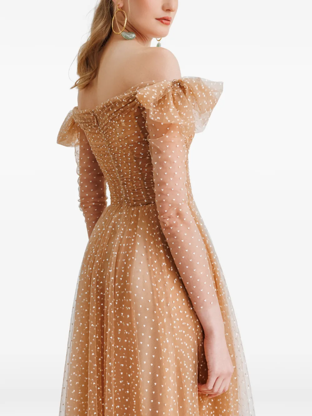 Gemy Maalouf Off-shoulder avondjurk Beige