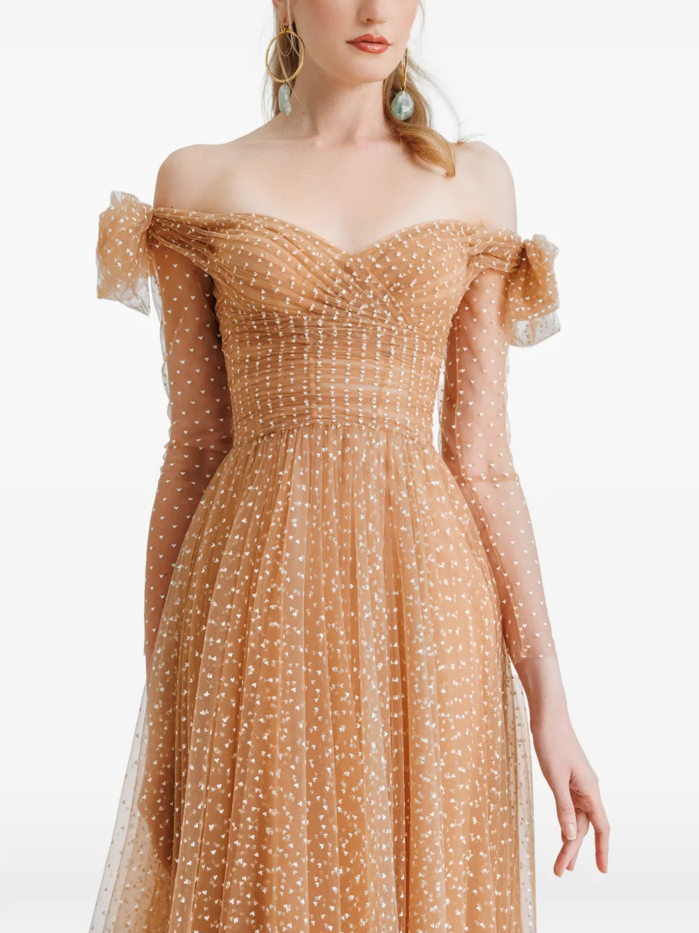 Gemy Maalouf Off-shoulder avondjurk Beige
