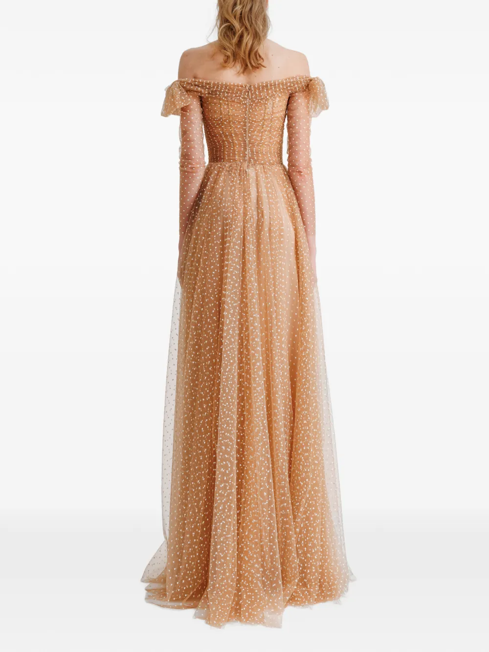 Gemy Maalouf Off-shoulder avondjurk Beige