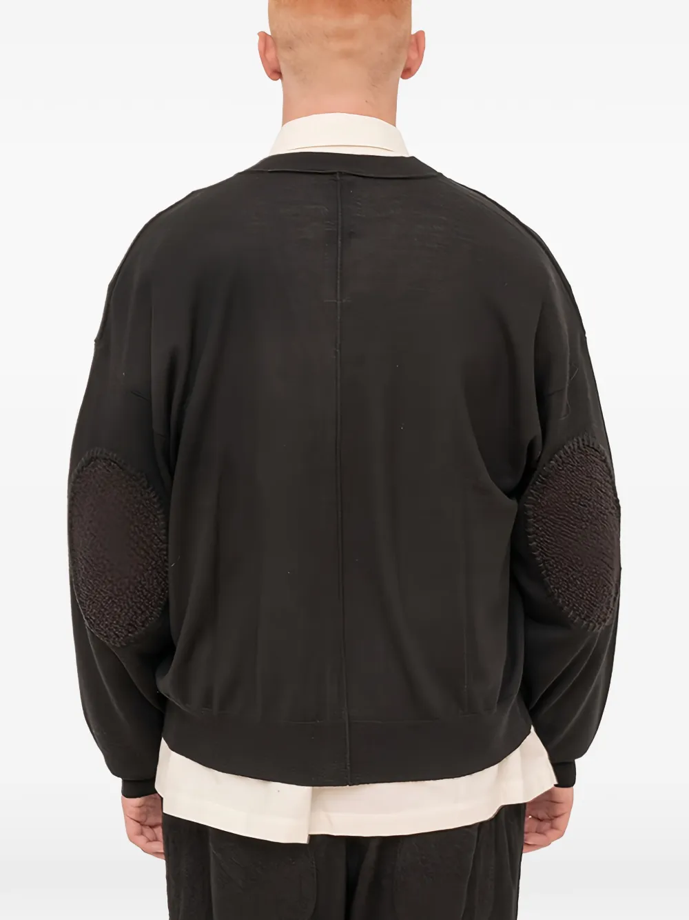 The Viridi-anne Elbow-patch Cardigan In Black