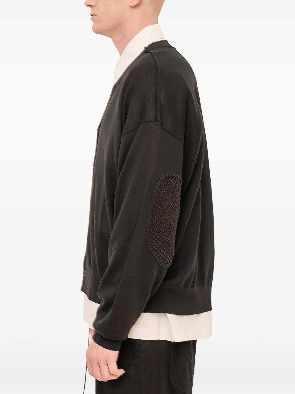 The Viridi-anne Elbow-patch Cardigan In Black