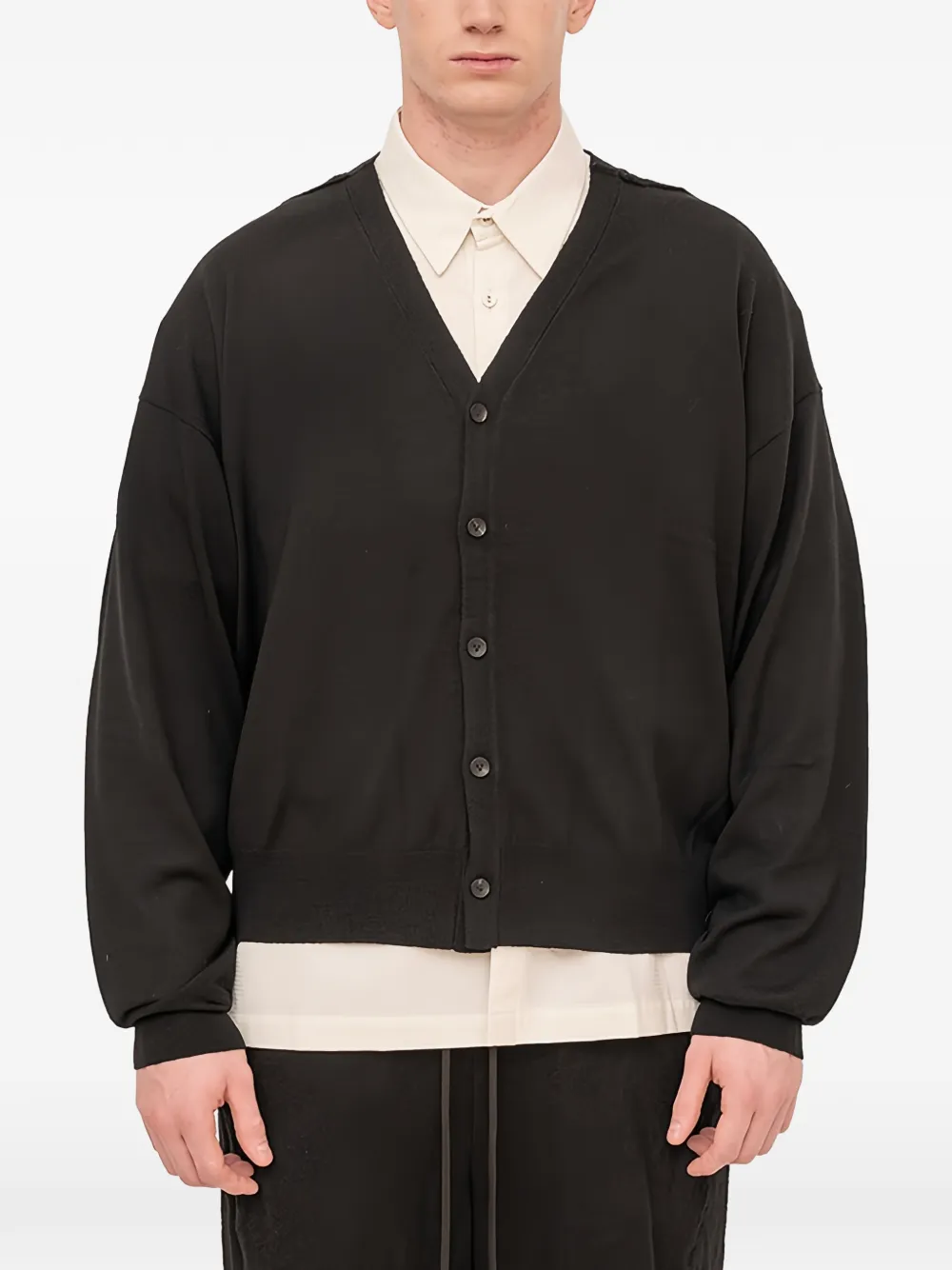 The Viridi-Anne elbow-patch cardigan | Black | Image 1