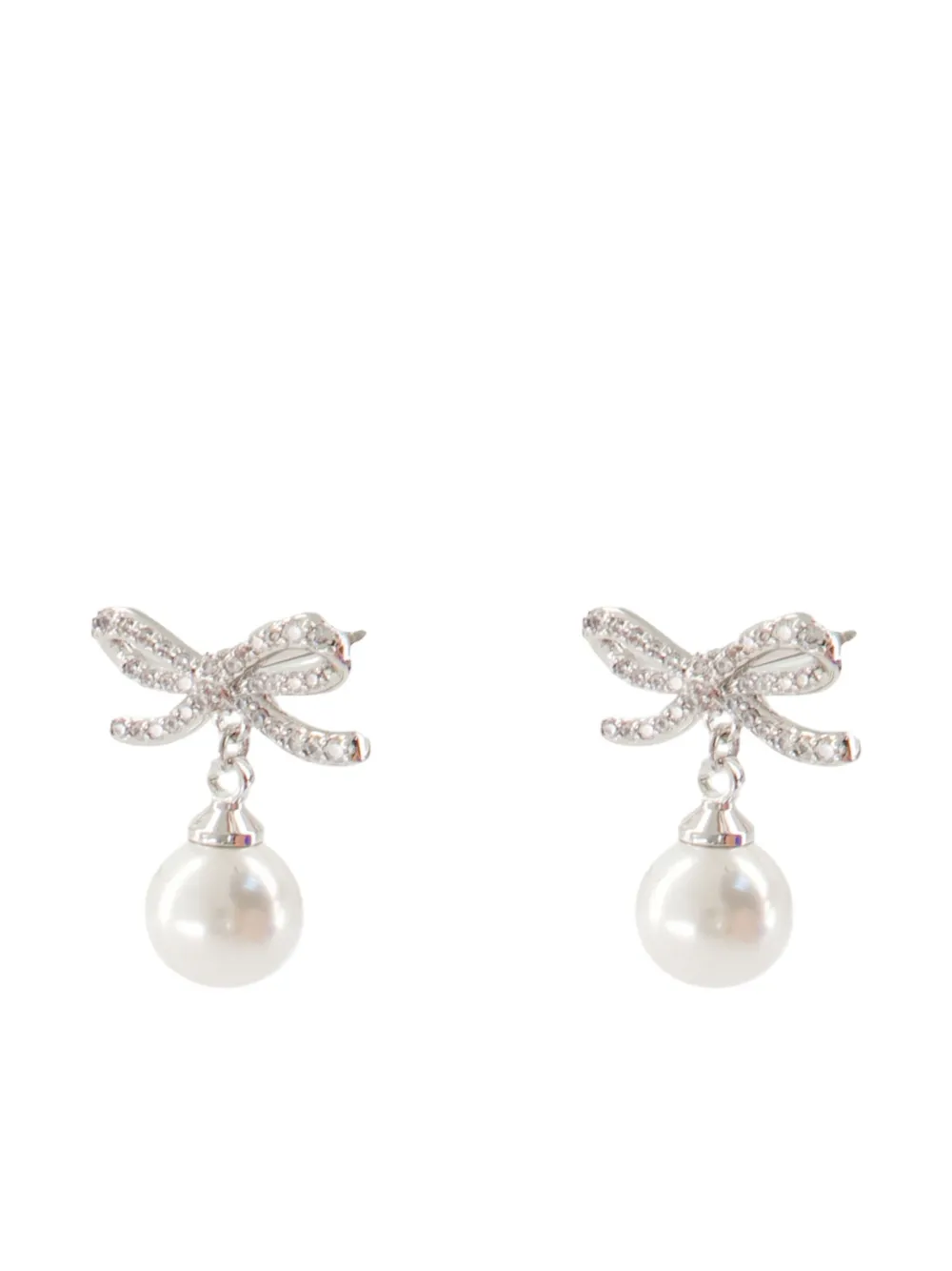 Self-Portrait bow-detail earrings - Zilver