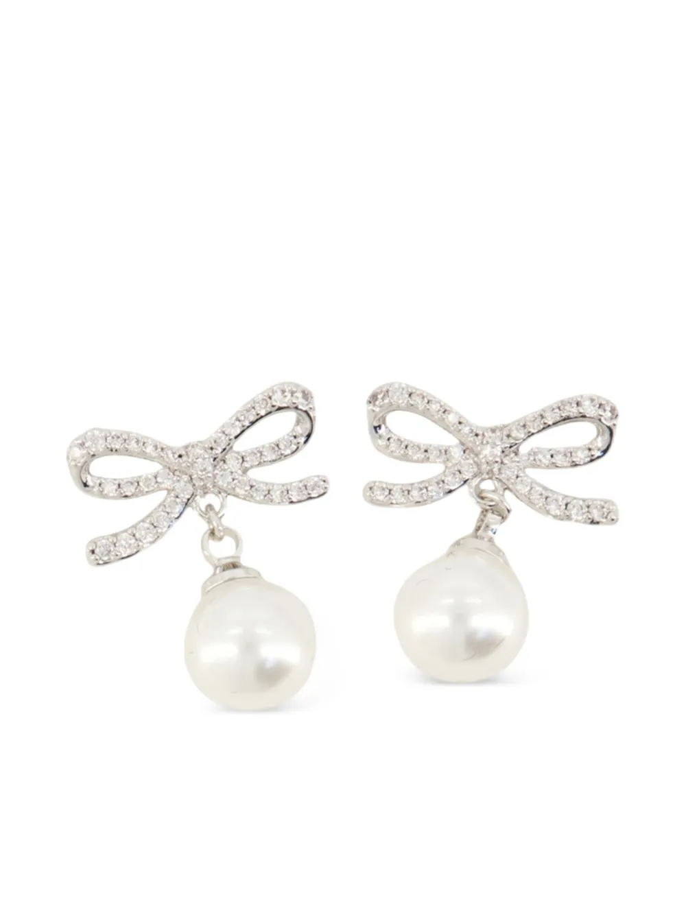 Self-Portrait aretes con detalle de moño | plateado | Image 1