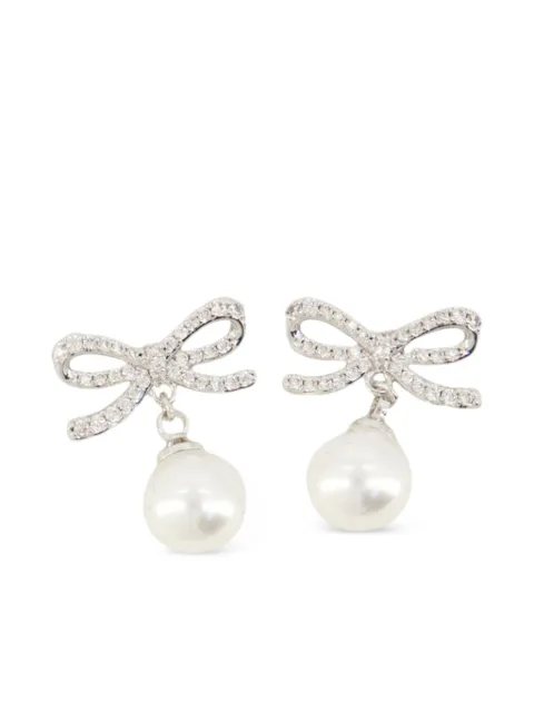 Self-Portrait bow-detail earrings