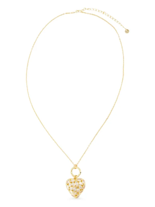 Self-Portrait Heart-charm Necklace in Gold