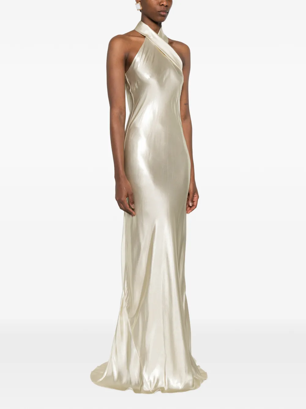  Galvan London Pandora Halterneck Maxi Dress - Neutrals 