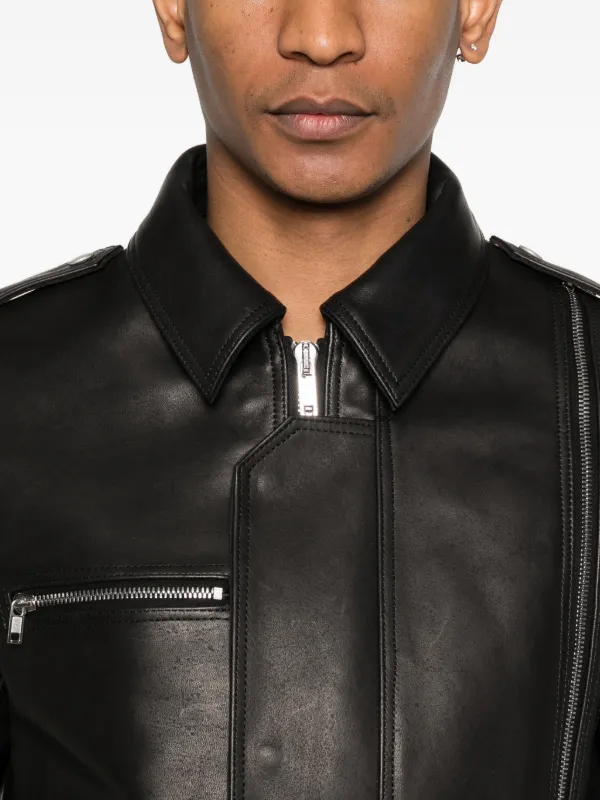 Rick Owens Vega Leather Jacket | Black | FARFETCH SG