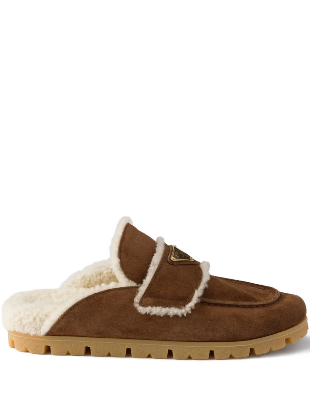 Prada Suede and shearling mules - Marrone