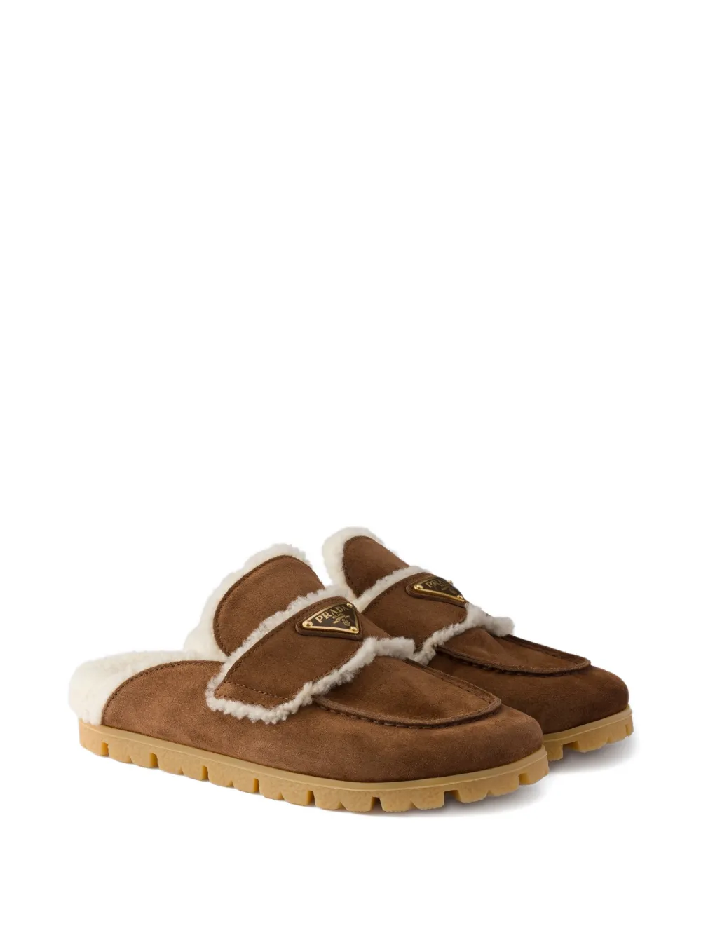 Prada Suede and shearling mules - Bruin