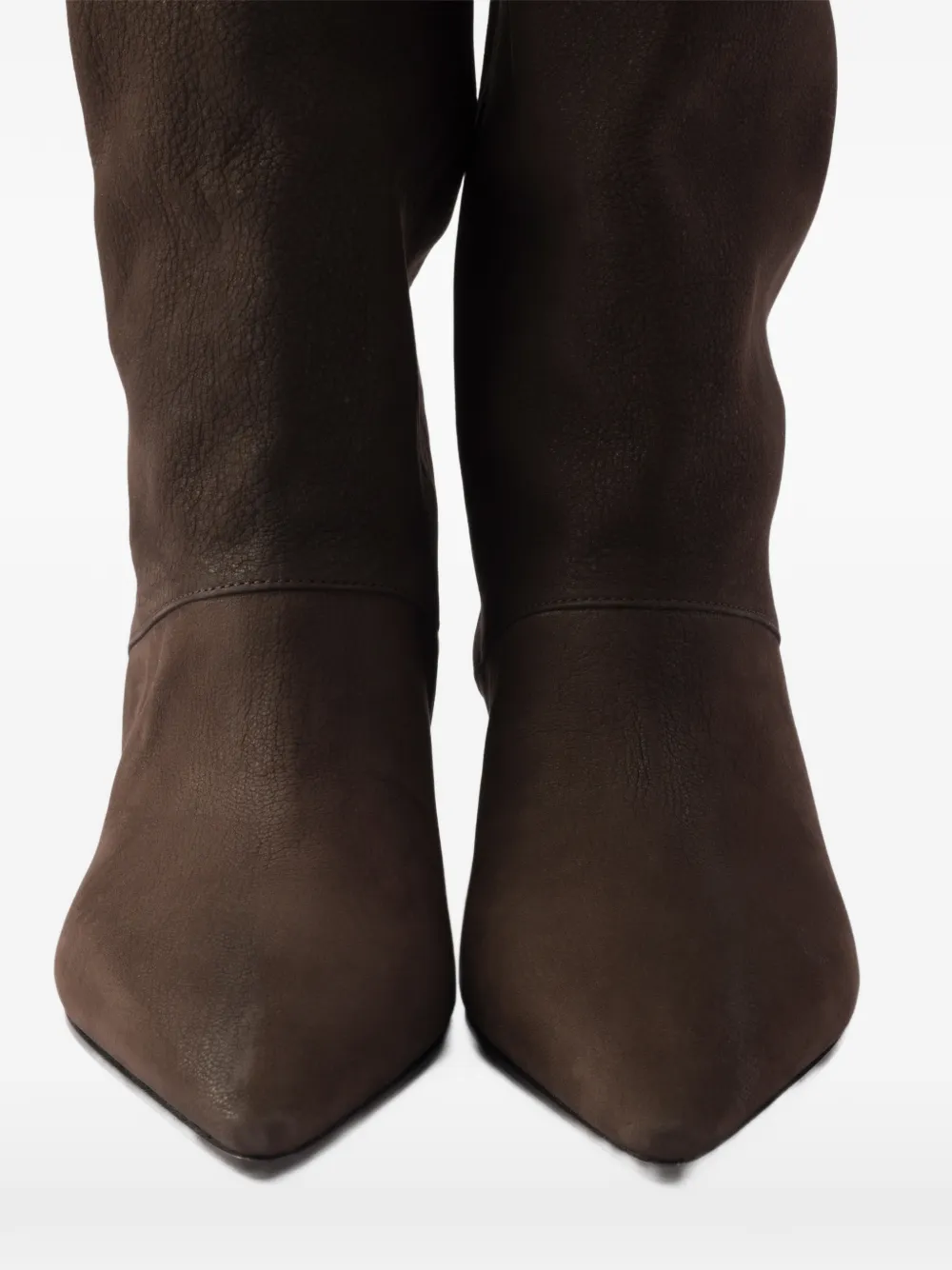 Prada 40mm Point-toe Leather Boots In Brown