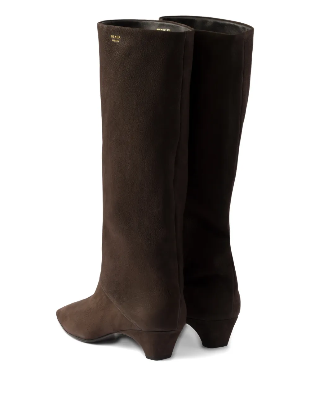 Prada 40mm Point-toe Leather Boots In Brown