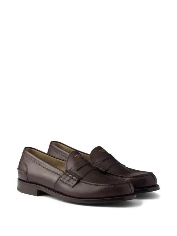 Prada レザーローファー | ブラウン | FARFETCH JP