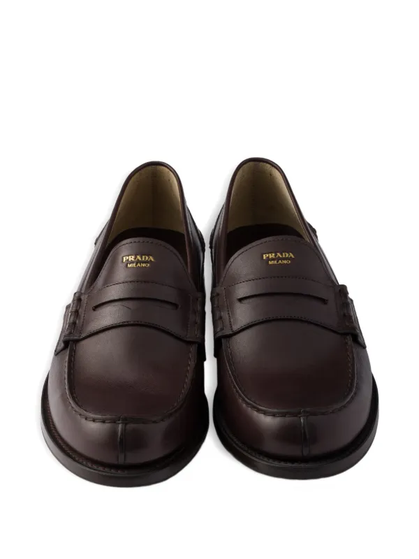 Prada レザーローファー | ブラウン | FARFETCH JP