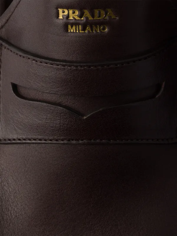 Prada レザーローファー | ブラウン | FARFETCH JP