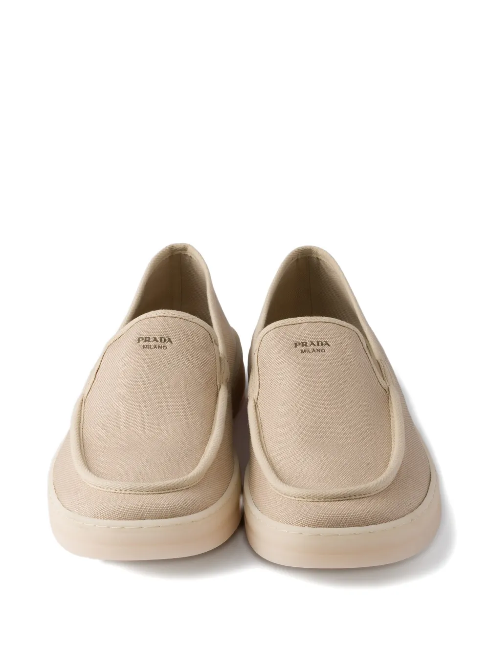 Prada Loafers met logoprint Beige