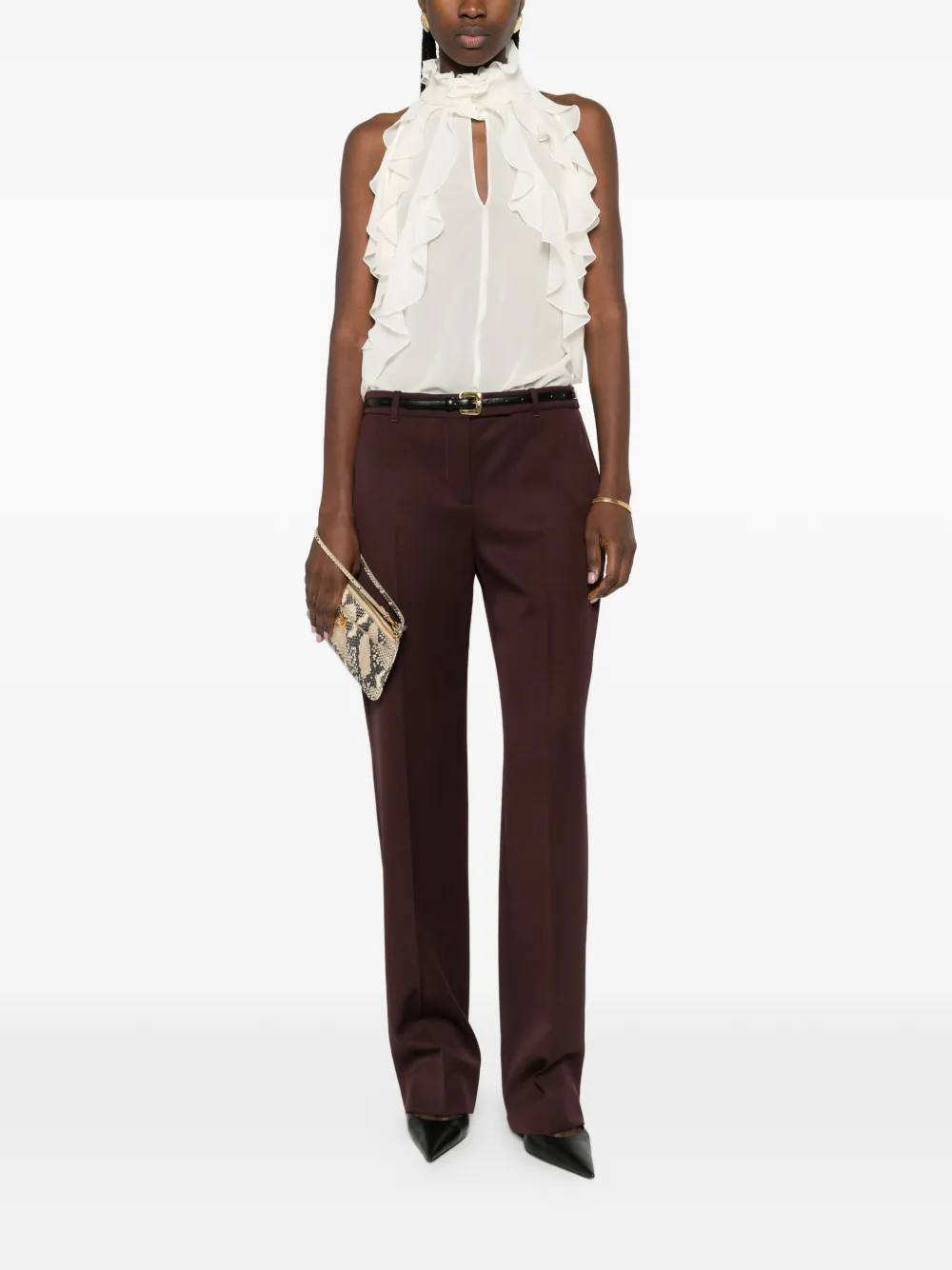  Alexander Mcqueen Ruffled Sleeveless Blouse - Neutrals 