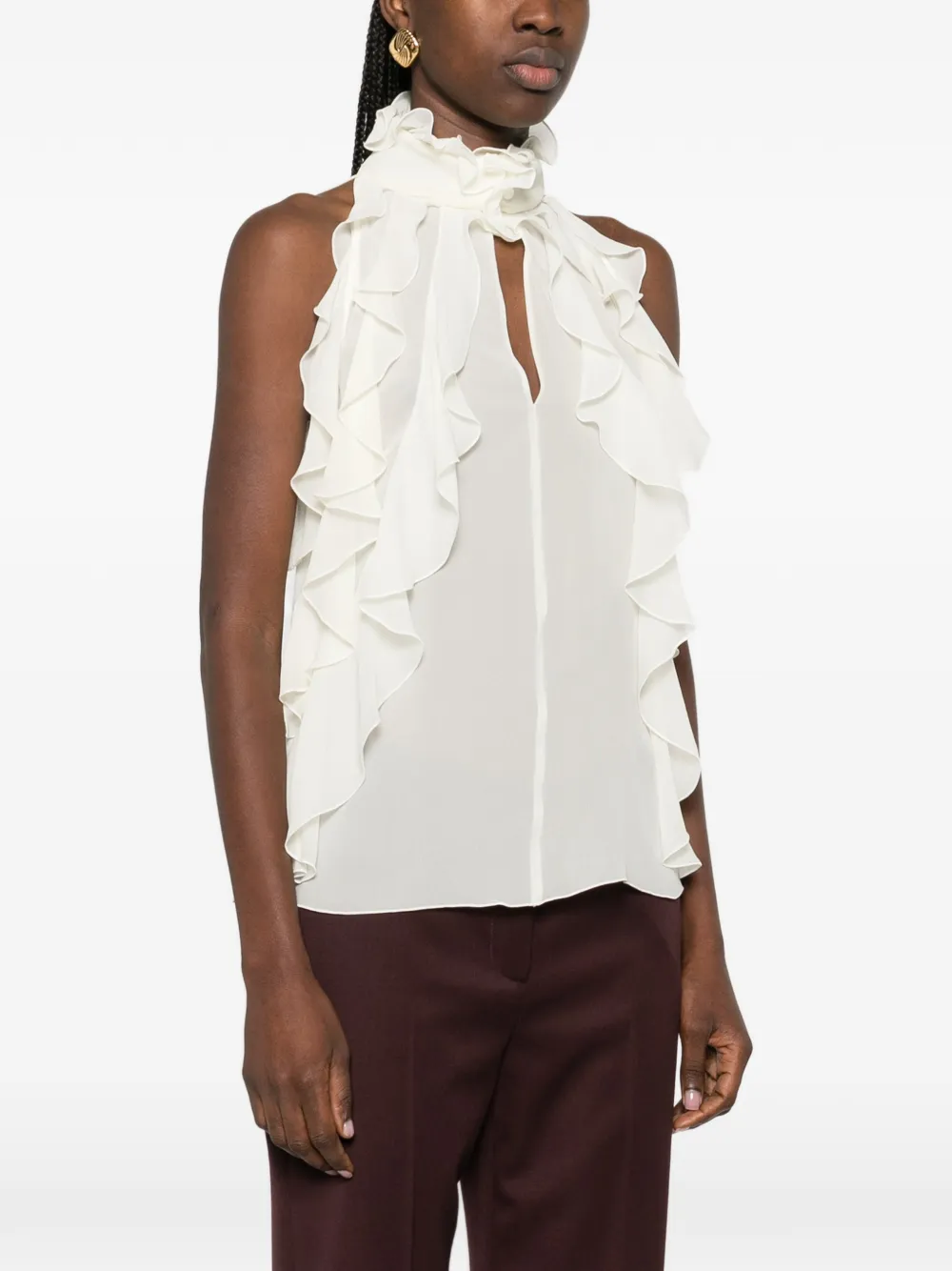  Alexander Mcqueen Ruffled Sleeveless Blouse - Neutrals 