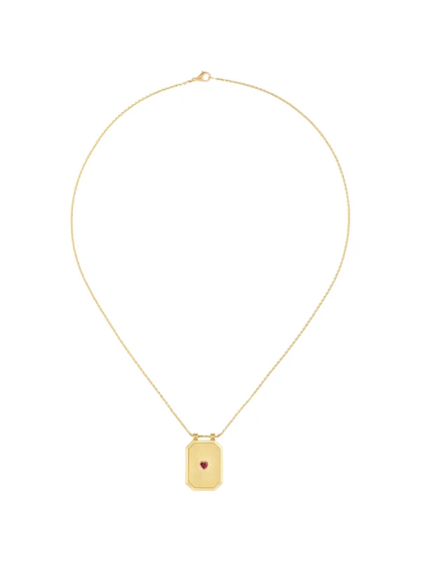 Marie Lichtenberg Scapular Love Ruby Chain Necklace in Gold