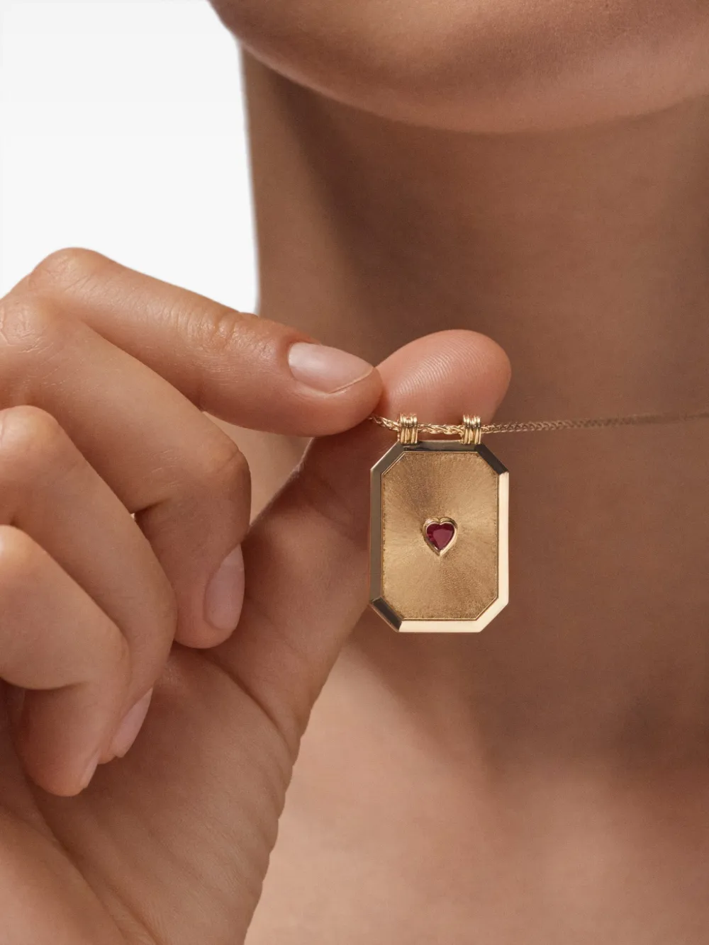 Scapular Love Ruby Chain Necklace