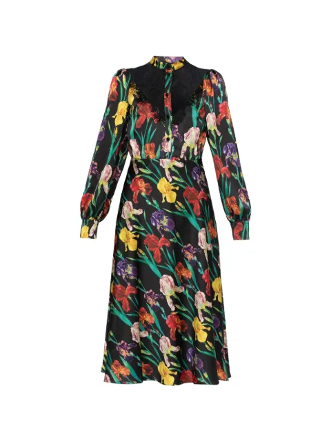 NISSA Lace-insert printed midi dress
