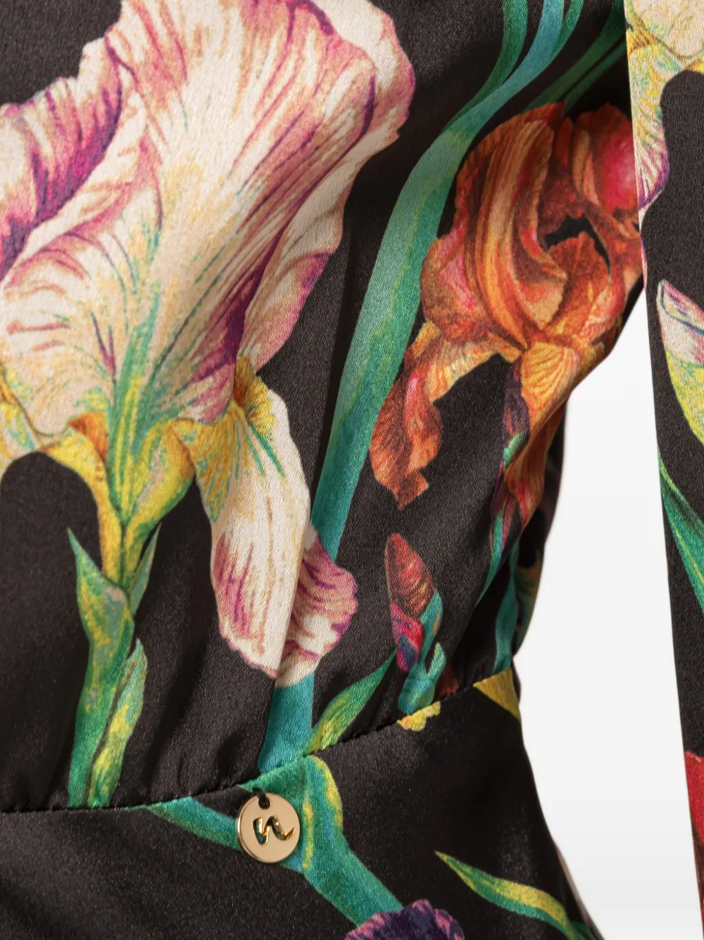 NISSA Midi-jurk met kanten vlakken en print Zwart