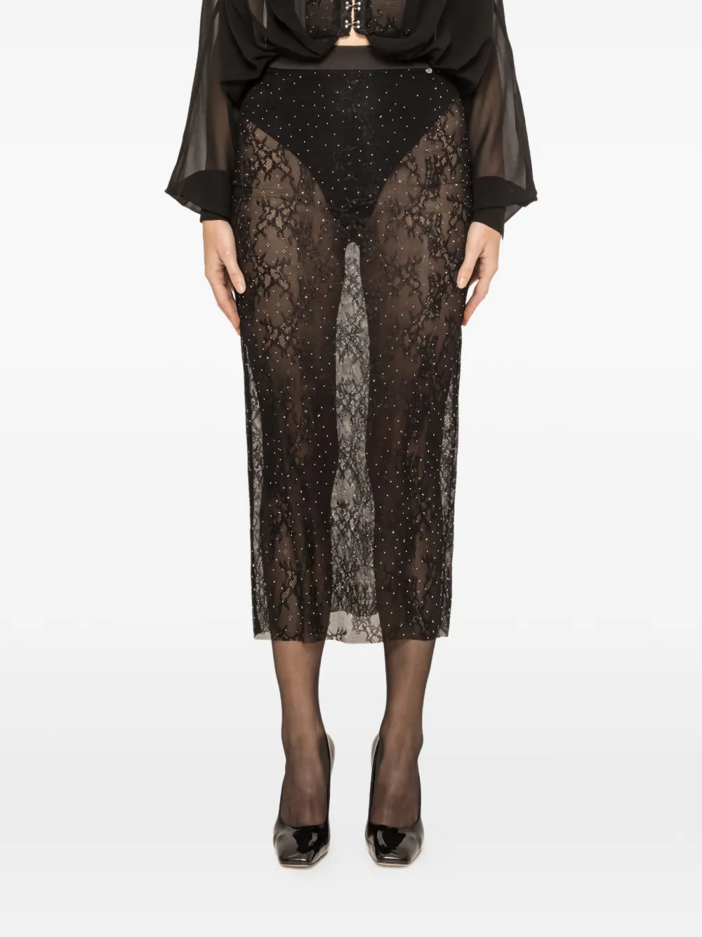 NISSA lace maxi skirt - Nero