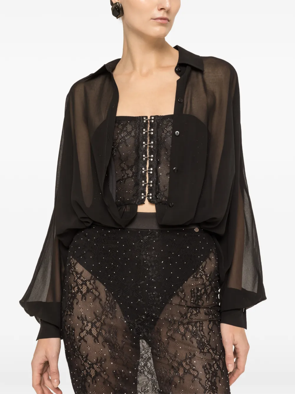 NISSA lace maxi skirt - Nero
