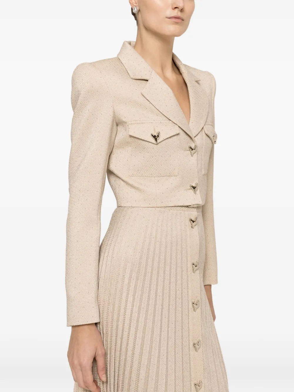 NISSA rhinestone-embellished cropped blazer - Toni neutri