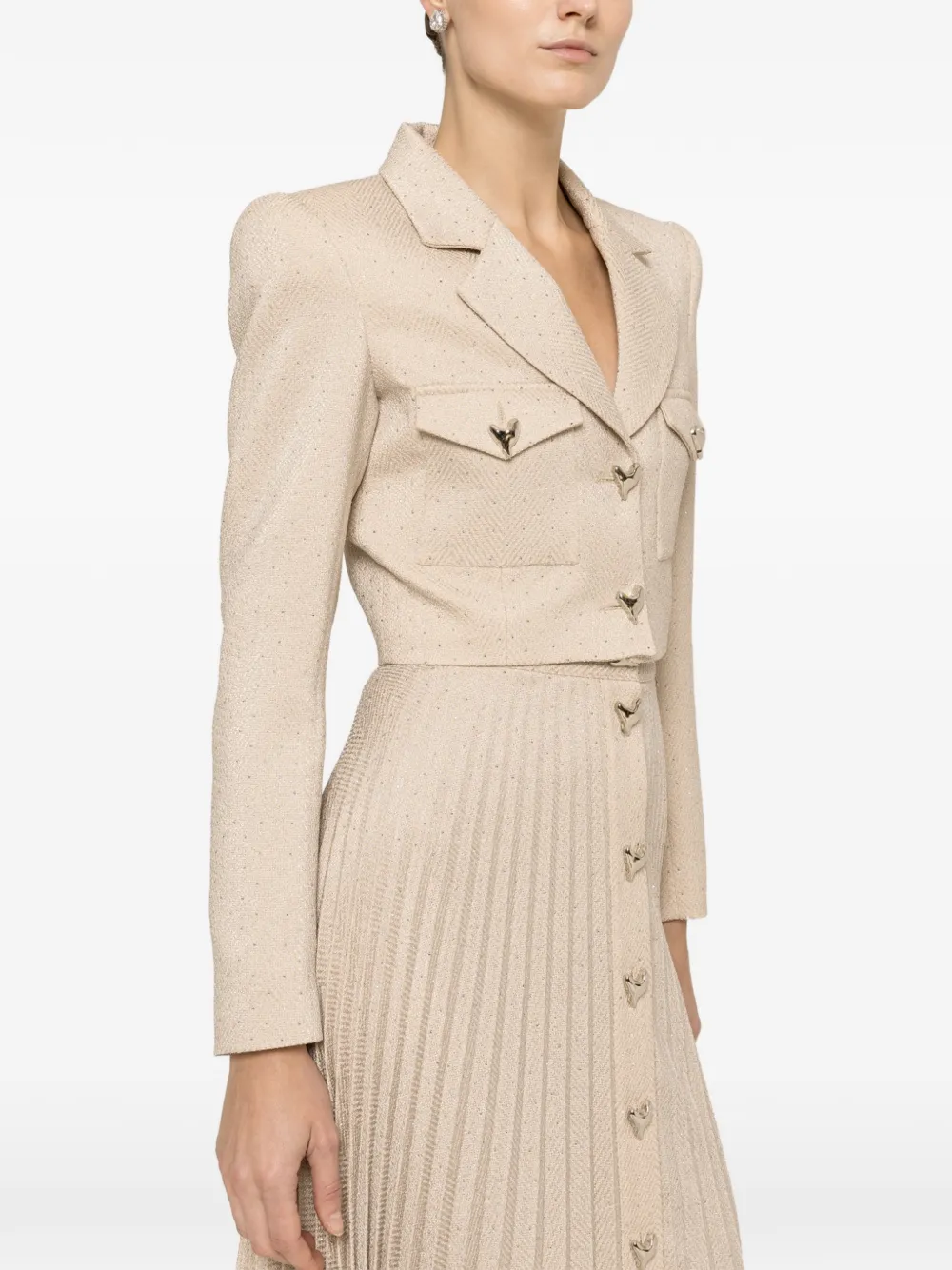 NISSA rhinestone-embellished cropped blazer - Neutrals