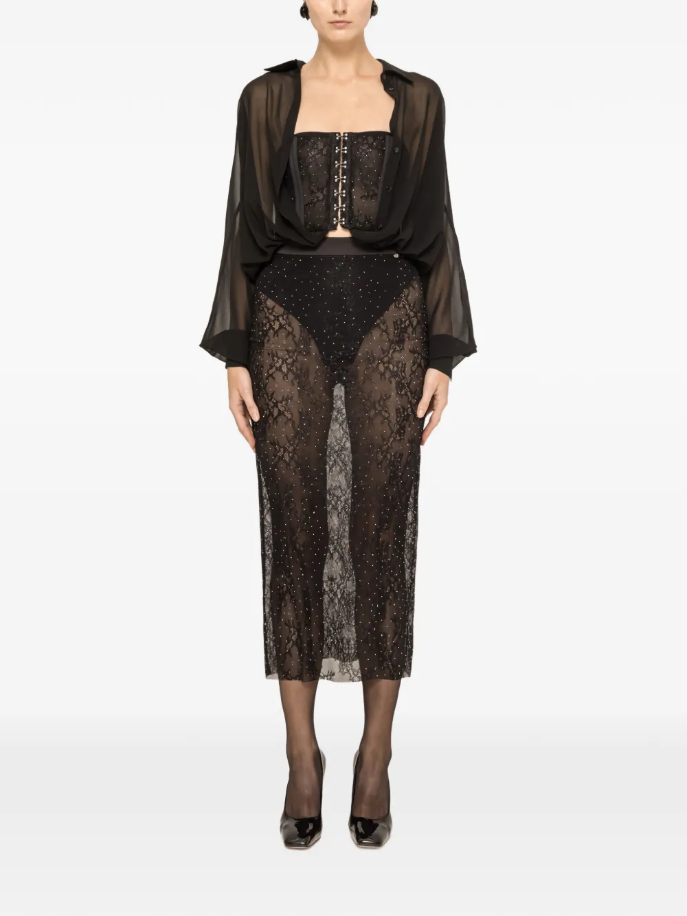 NISSA lace corset - Zwart