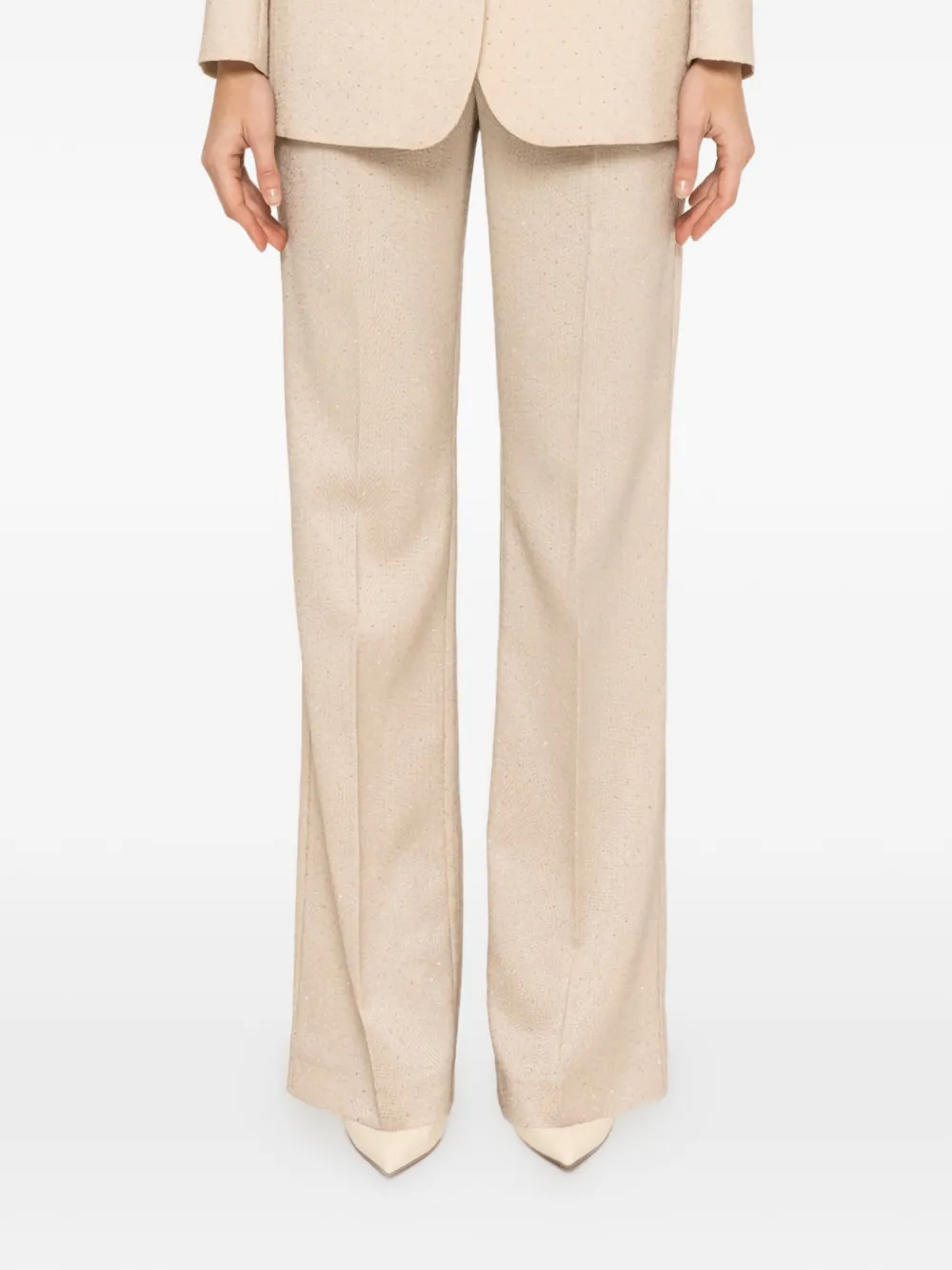 NISSA rhinestone-embellished trousers - Toni neutri