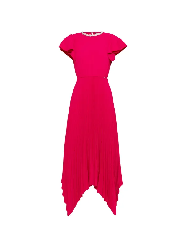 crystal pleated midi dress Nissa Crystal-embellished Pleated Midi Dress