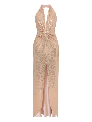 NISSA Glittery pliss-effect Gown | Gold | FARFETCH NISSA Glittery pliss-effect Gown | Gold | FARFETCH