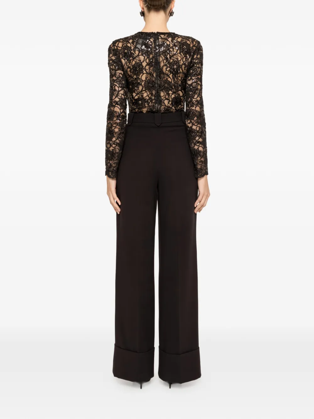 NISSA High waist broek met riemlussen Zwart