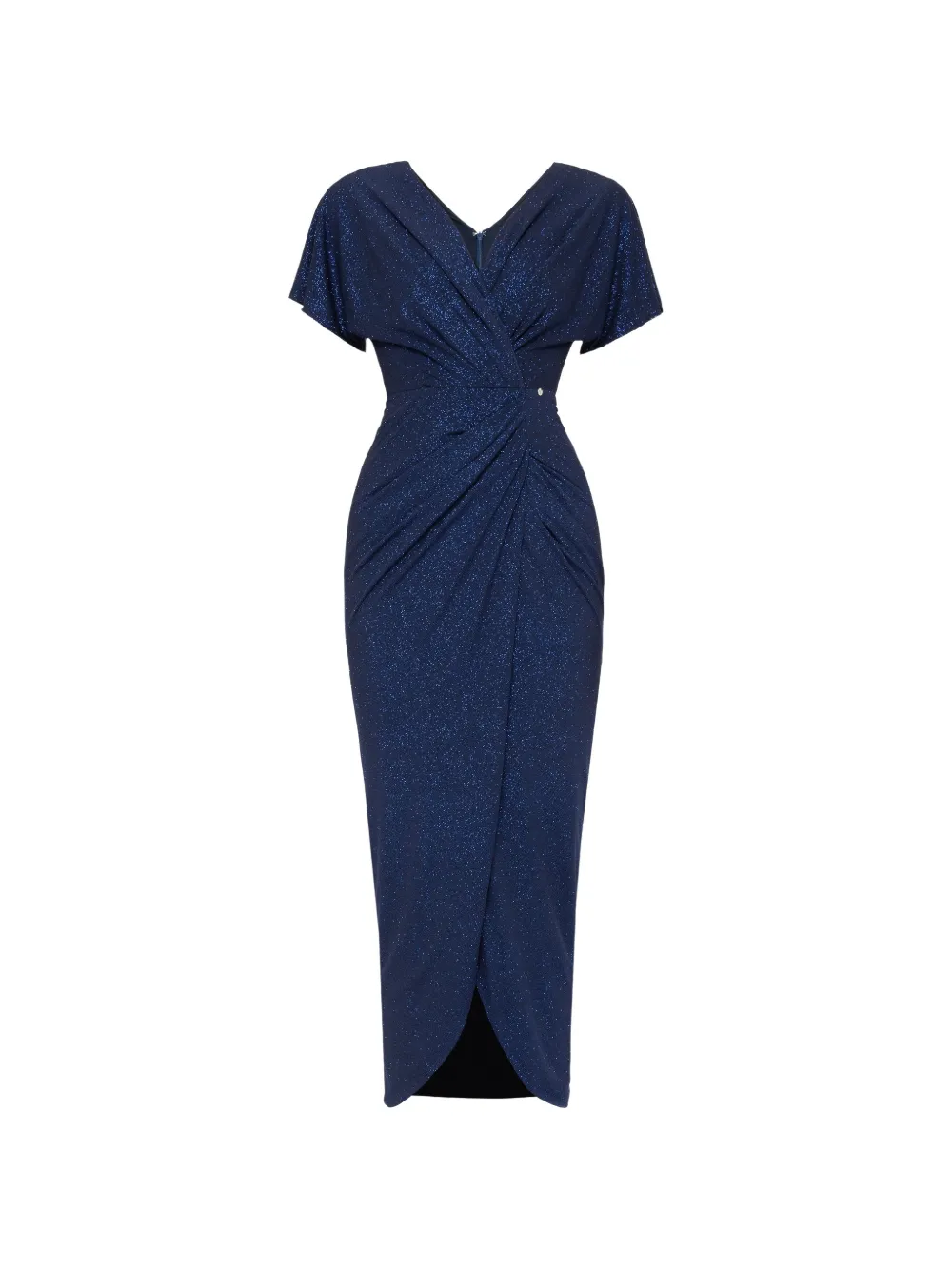 NISSA Abito midi con scollo a V e drappeggio - Blu