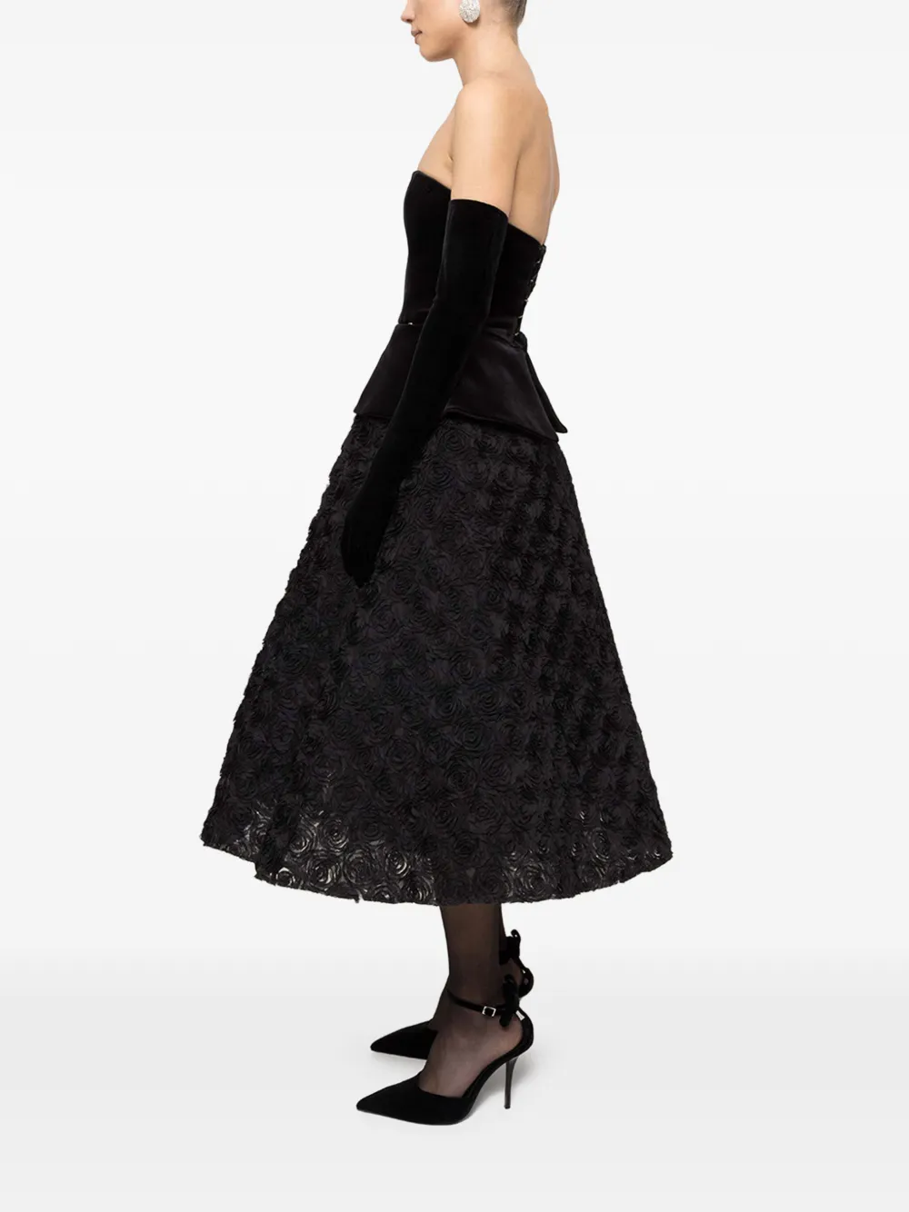 NISSA Fluwelen midi-jurk - Zwart