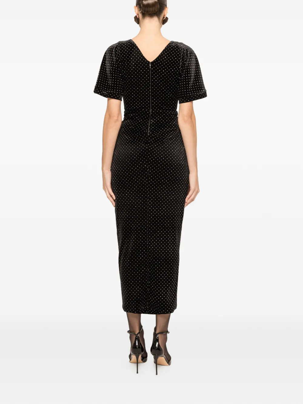 NISSA Fluwelen midi-jurk met glitter - Zwart