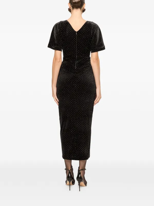NISSA Glitter Velvet Midi Dress | Black | FARFETCH