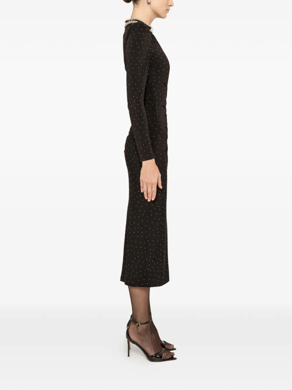 NISSA Midi-jurk verfraaid met kristallen - Zwart